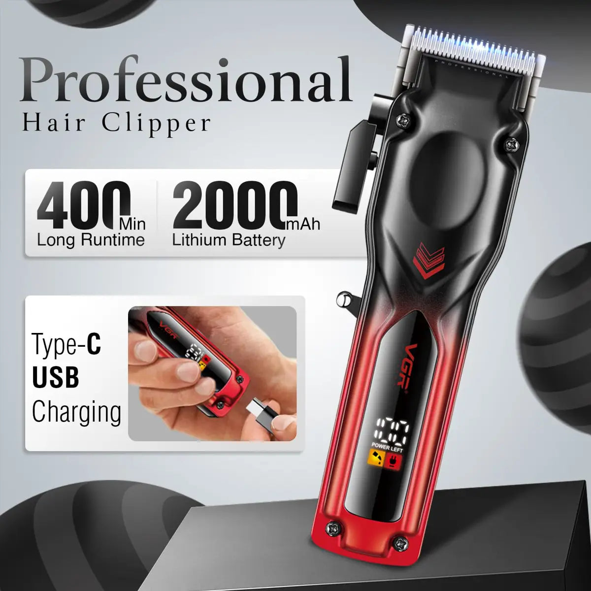 VGR V-656 Professional Hair Clipper for Men – Ceramic & Stainless Steel Blades