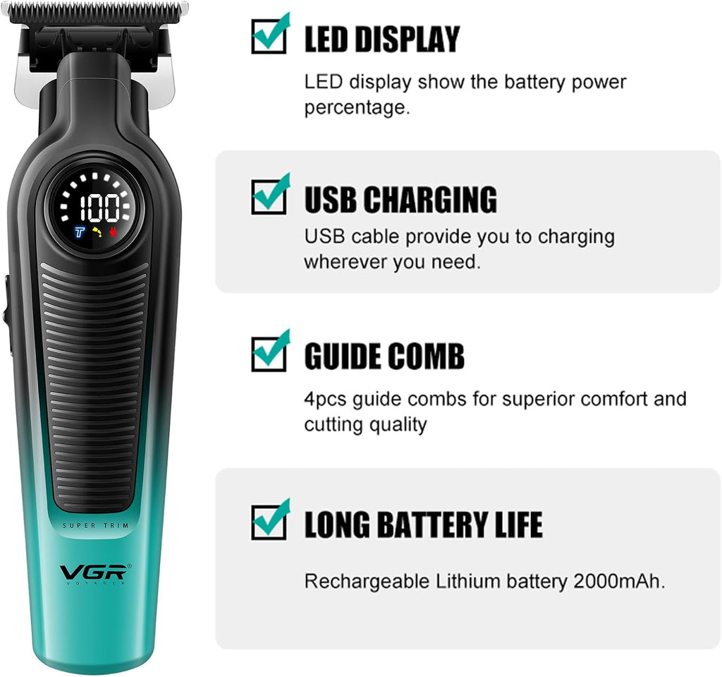 VGR 996 Cordless Hair Trimmer for Men with T-Blade