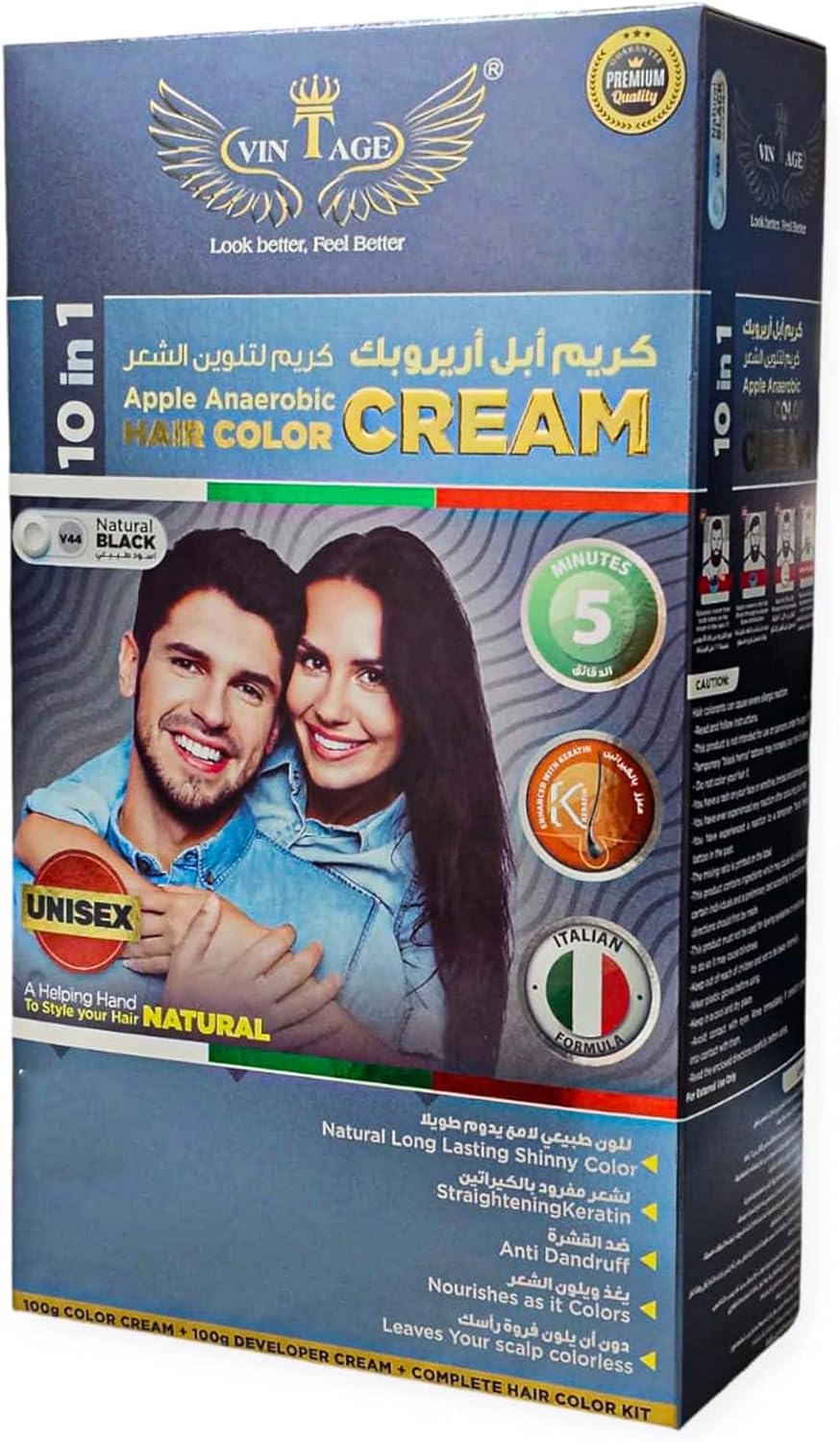MAYCARE VINTAGE APPLE ARIROBC HAIR COLOR CREAM 10X1 NATURAL BLACK V44