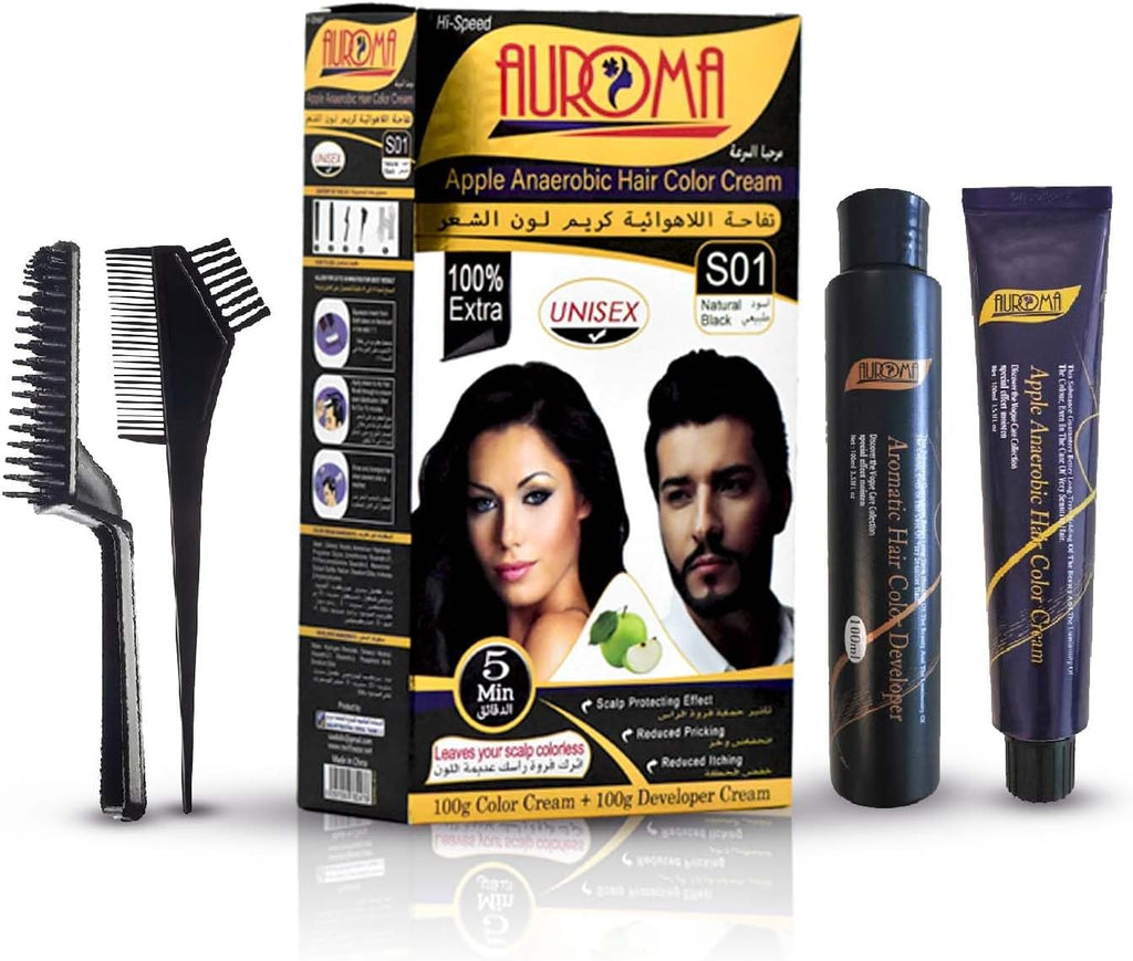 Auroma Hair Color Cream-Anaerobic Apple Color Cream (natural black)