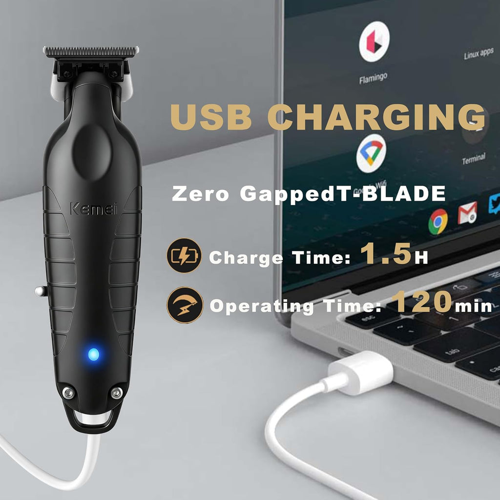 KEMEI PG2299 Hair Trimmer for Men Zero Gapped Hair Clippers for Barbers | Professional Beard Trimmer for Men, Cordless, 7000 RPM