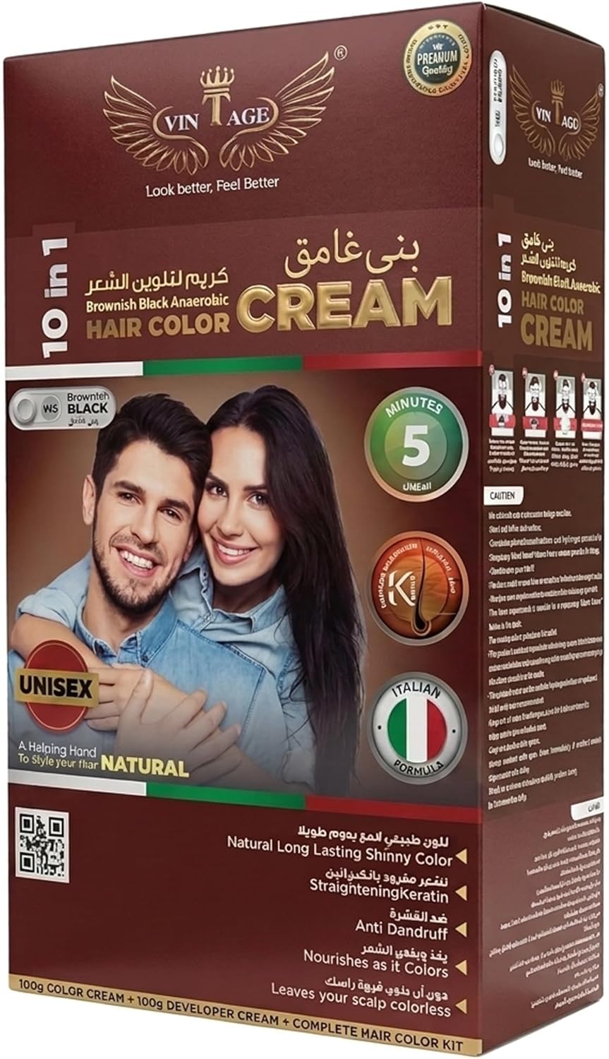 Vintage Hair Color Cream Dark Brown V45 10 * 1 For Unisex 200ml