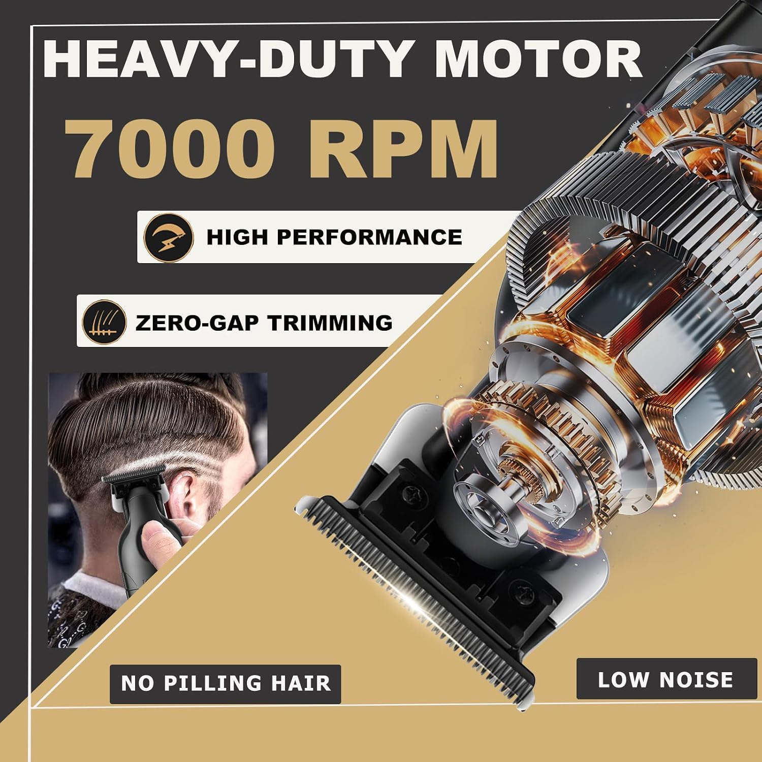 KEMEI PG2299 Hair Trimmer for Men Zero Gapped Hair Clippers for Barbers | Professional Beard Trimmer for Men, Cordless, 7000 RPM